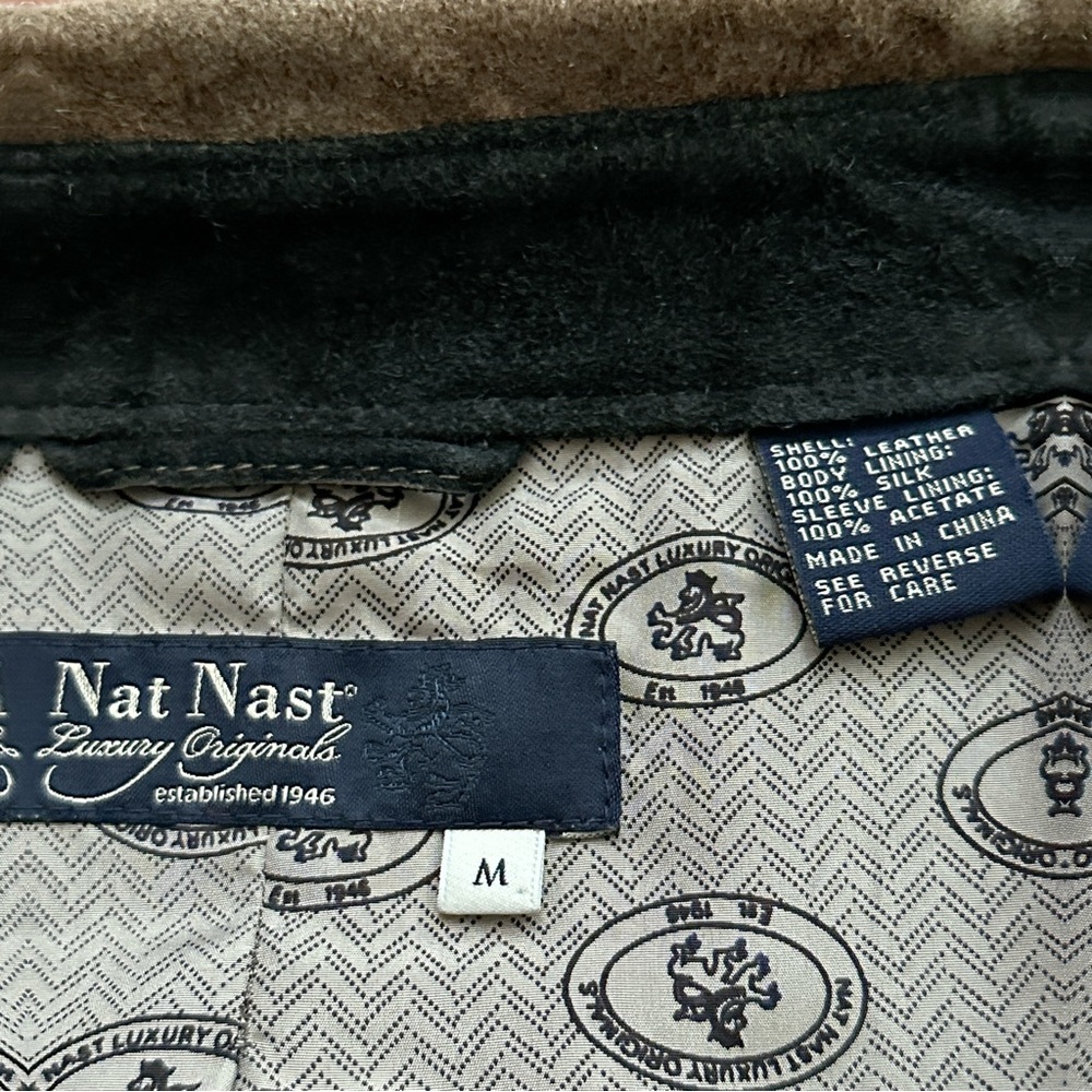 Nat Nast Genuine Leather Jacket Mens Size M Suede Pockets Light Brown - Picture 5 of 6